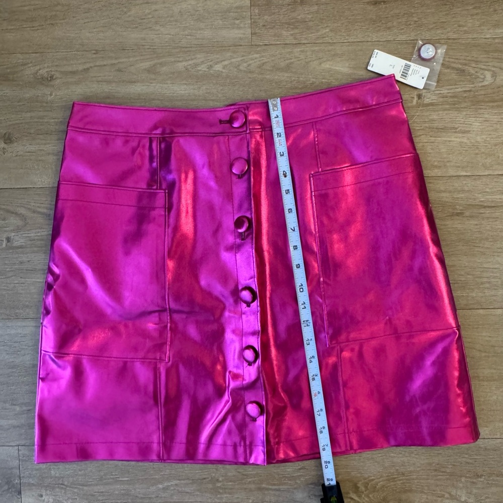 Maeve Metallic Pink Faux Leather skirt - Picture 9 of 9